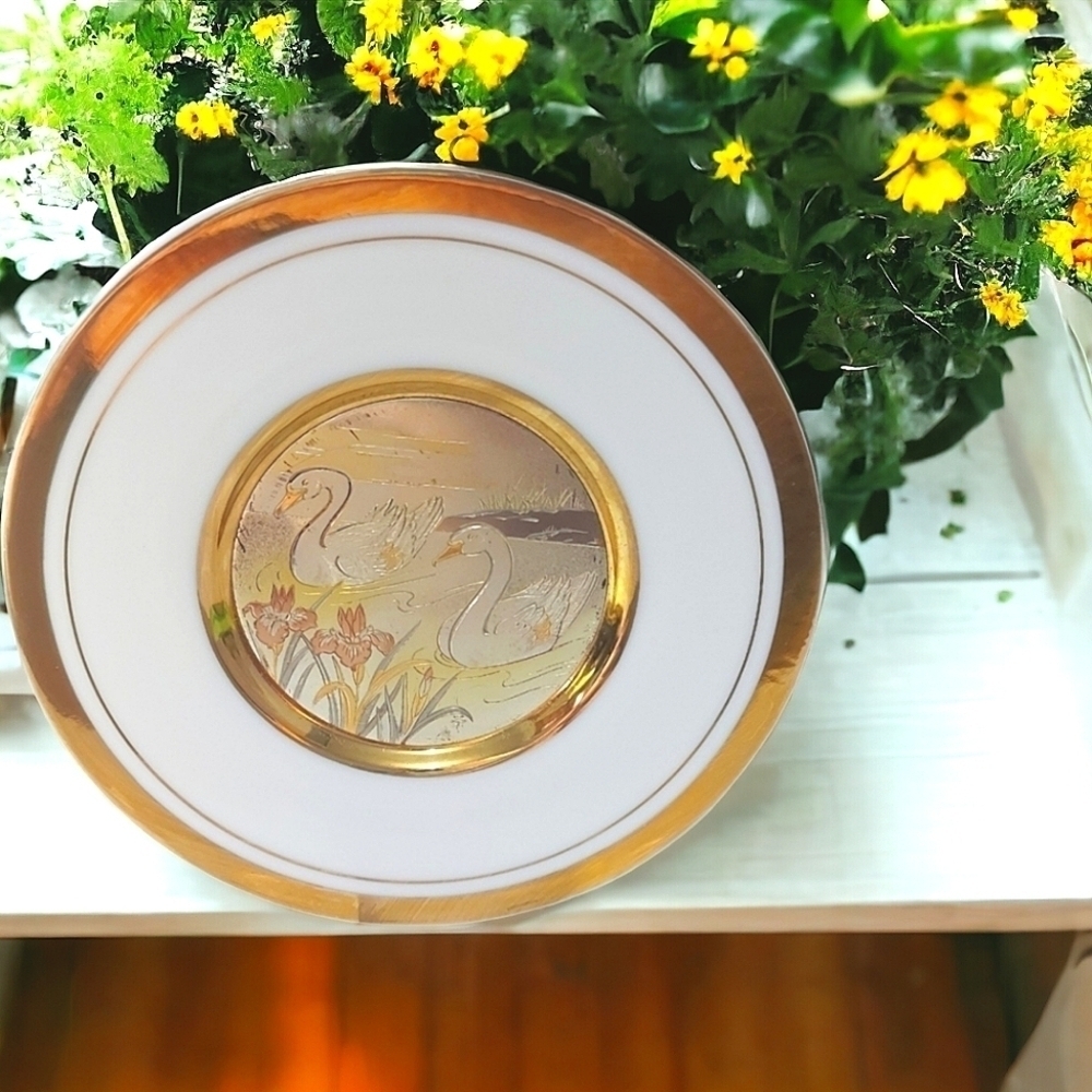 1980s Japanese Chokin Plate 24KT Gold
